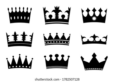 Imagen vectorial de coronas. Banda real. Ilustración de símbolo de regalías. Heráldica de lujo.