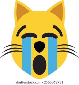 vector image of a crying cat facial expression.