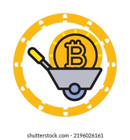 vector image, cryptocurrency icon with a white background, in a yellow circle