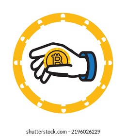 vector image, cryptocurrency icon with a white background, in a yellow circle