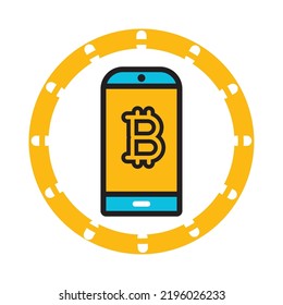 vector image, cryptocurrency icon with a white background, in a yellow circle