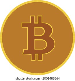 Imagen vectorial de un signo criptodivisa. Moneda de binkoin. Símbolo de bitcoin en una moneda de oro. 