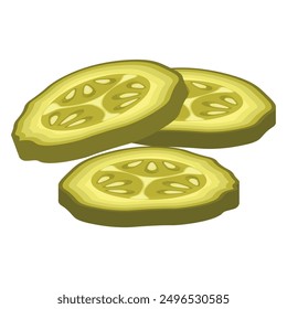 Vector image of cucumber slices. Concept of food and ingredients for cooking. Element for your design