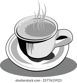 vector image of a cup of black and white coffee