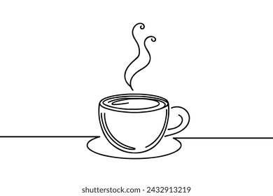 Vektorgrafik einer Tasse Kaffee, einer Tasse heißes Getränk, eine Zeile.