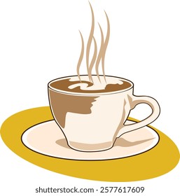 vector image of a cup of coffee with milk