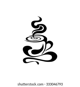Vector image of Cup of coffee. The steam from the drink. Image, logo, picture, icon. For lovers of hot stuff