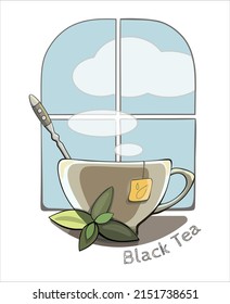Vektorbild mit einer Tasse heißen Tees