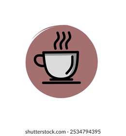 vector image of a cup icon with hot coffee