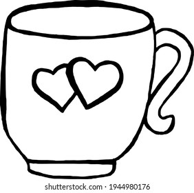 vector image of a cup on a white background. Doodles. Scribble