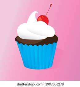 vector image of cupcake with cream