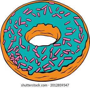 Vector image of cupcake. Fast food hand drawn. Colour illustration. Eps 10