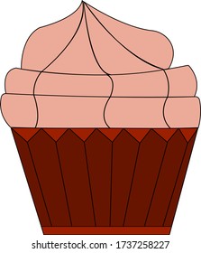 Vector image of a cupcake. Isolated object on a white background.