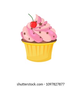 A vector image of cupcake in isolated white background easy to edit or recolor