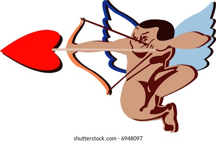 Vector image of Cupid with bow