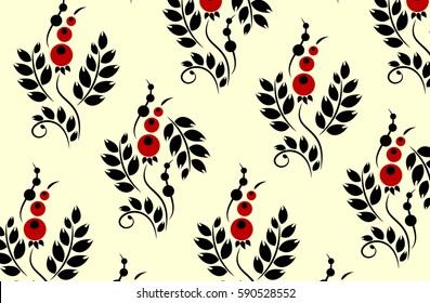 Vector image of a curl with leaves and berries
