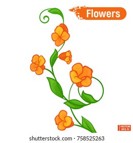 Vector image. Curly abstract flower. Color sketch of an orange flower
