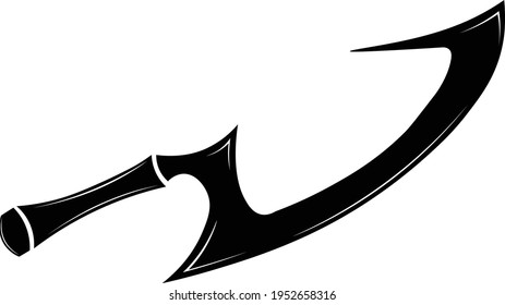 Vector image of a curved knife. Ancient weapon design
