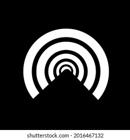 Vector image of curved lines of a circle that looks like a tunnel road.
