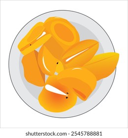 Vector image of cut persimmon fruit