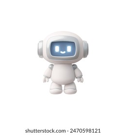 Vector image of a cute 3D robot boy, showing a smart, friendly character with artificial intelligence. An isolated mascot ideal for technical interfaces.