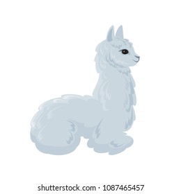 Vector image of cute alpaca in cartoon style. Colorful illustration isolated on a white background