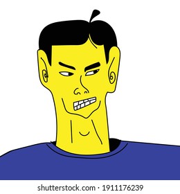 Vektorbild süßer wütender Person in Cartoon-Form