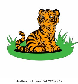 Vector image of cute baby tiger (international tiger day)