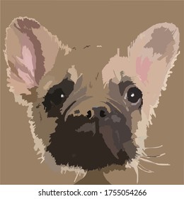 vector image of a cute beige-cinnamon bulldog puppy