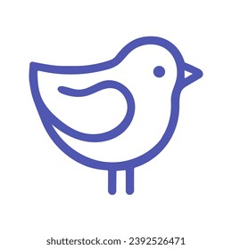 vector image of a cute bird in a linear style, for use in designs with spring themes, childish graphics and environmental projects