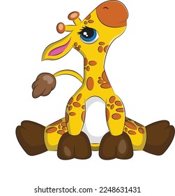 A vector image of a cute cartoon baby giraffe