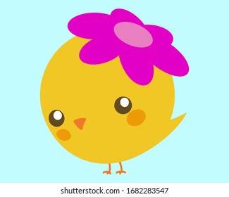 Vector image of cute cartoon chicken.