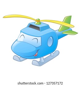 Vector image of a cute cartoon helicopter