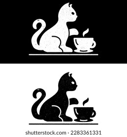 Vector image of cute cat logo on black and white background, top view
perfect for pet shop, pet hospital, etc.