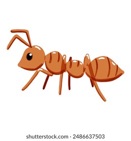 Vector image of a cute, colorful ant. This illustration showcases the intricate features of an ant's anatomy. Perfect for educational materials, insect-related designs, and nature-themed projects.