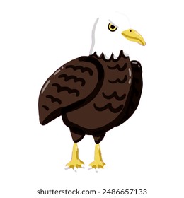 Vector image of a cute, colorful eagle. This illustration showcases the intricate features of an eagle's anatomy. Perfect for educational materials and animal-themed projects. Isolated image.