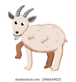 Vector image of a cute, colorful Goat. This illustration showcases the intricate features of an goat's anatomy. Perfect for educational materials and animal-themed projects. Isolated image.