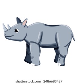 Vector image of a cute colorful Rhino. This illustration showcases the intricate features of an rhino's anatomy. Perfect for educational materials and animal-themed projects. Isolated image. R letter.