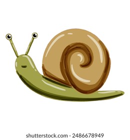 Vector image of a cute colorful snail. This illustration showcases the intricate features of an snail's anatomy. Perfect for educational materials and animal-themed projects. Isolated image. S letter.