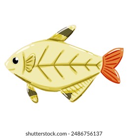 Vector image of a cute colorful X-ray fish. This illustration showcases the intricate features of an xray fish's anatomy. Perfect for educational materials and animal-themed projects. Isolated image.