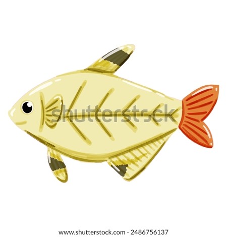Vector image of a cute colorful X-ray fish. This illustration showcases the intricate features of an xray fish
