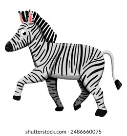 Vector image of a cute colorful zebra. This illustration showcases the intricate features of an zebra's anatomy. Perfect for educational materials and animal-themed projects. Isolated image.