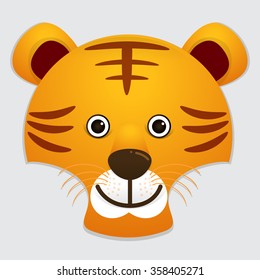 vector image of cute face of big cat