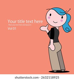 Vector image of cute female chibi character beauty poses
