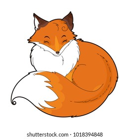 Vector image of a cute fox design isolated on a white background. Wild furry animal