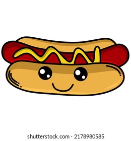 vector image of a cute and funny hotdog.
