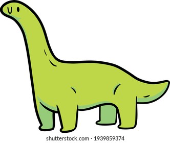 Vector image. Cute green dinosaur. Diplodocus with a cute face.