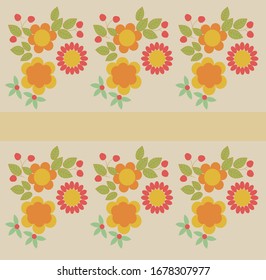 Vector image, cute illustration pattern of flowers and leaves