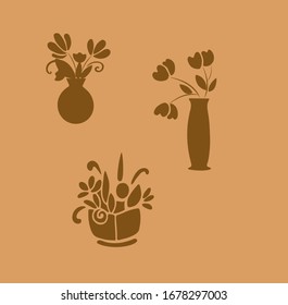 Vector image, cute illustration with vases and flowers
