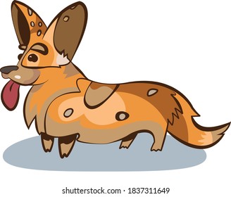 Imagen vectorial de un lindo cordón de perro multicolor en un fondo blanco